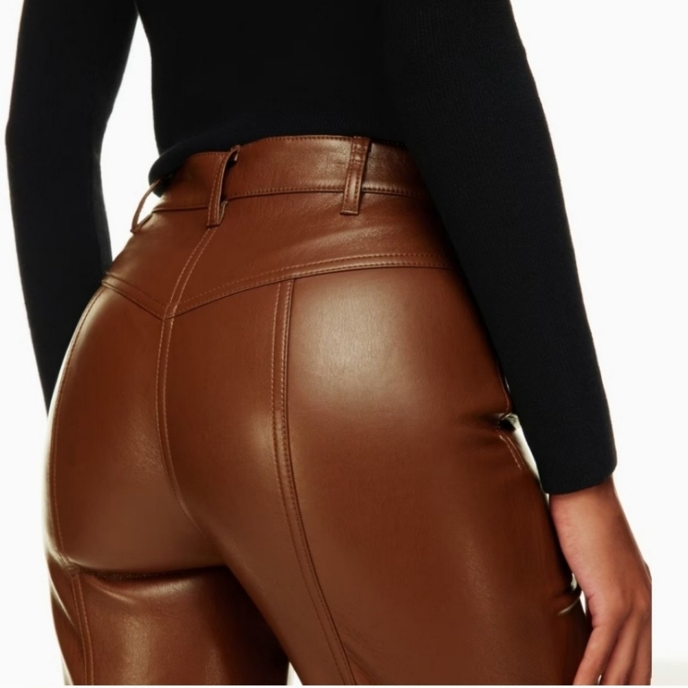 NWT Aritzia Vegan Leather Brown Jeans